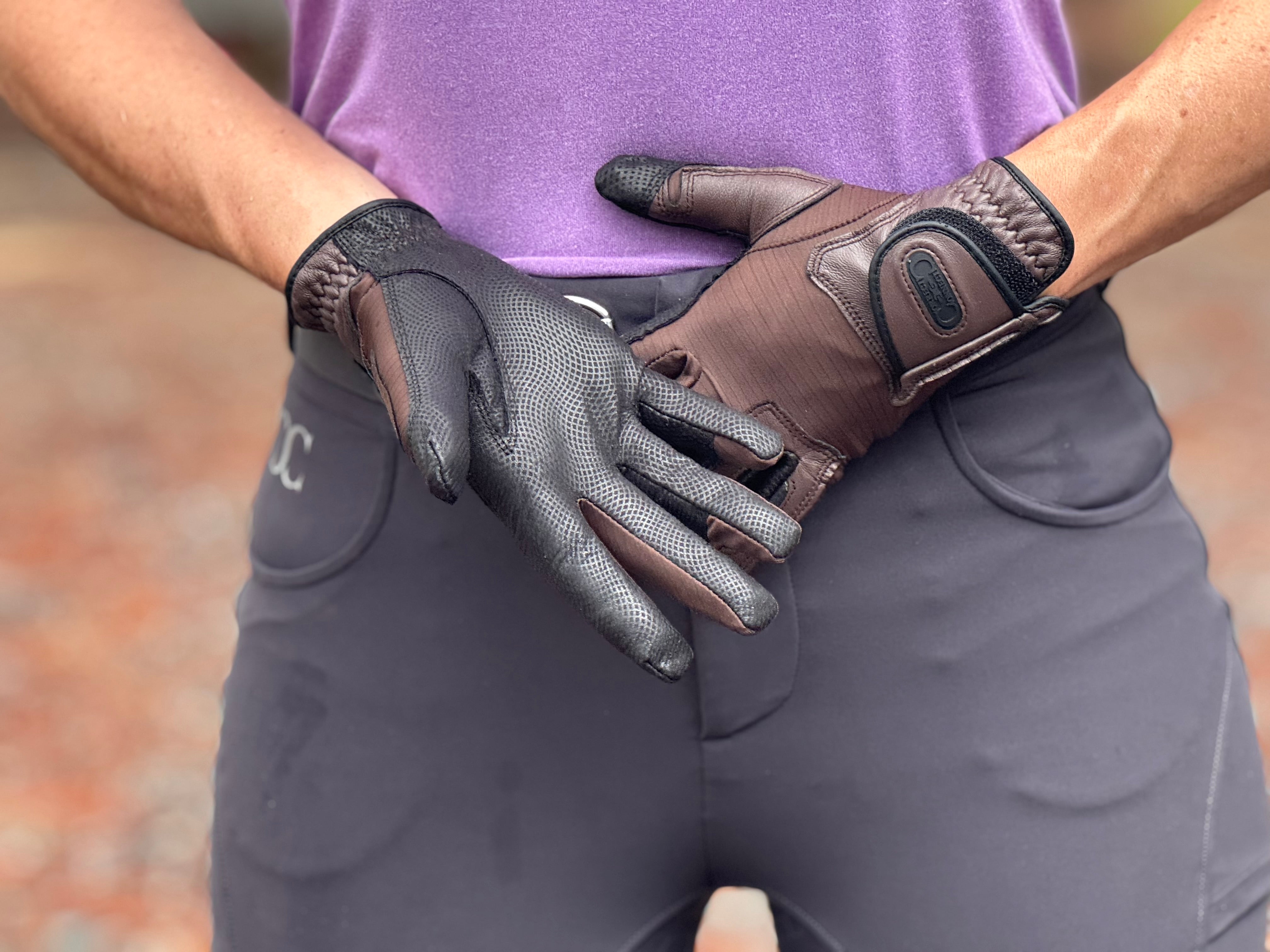 Tackified Copper Tech™️ Leather Premium Riding Glove in Brown