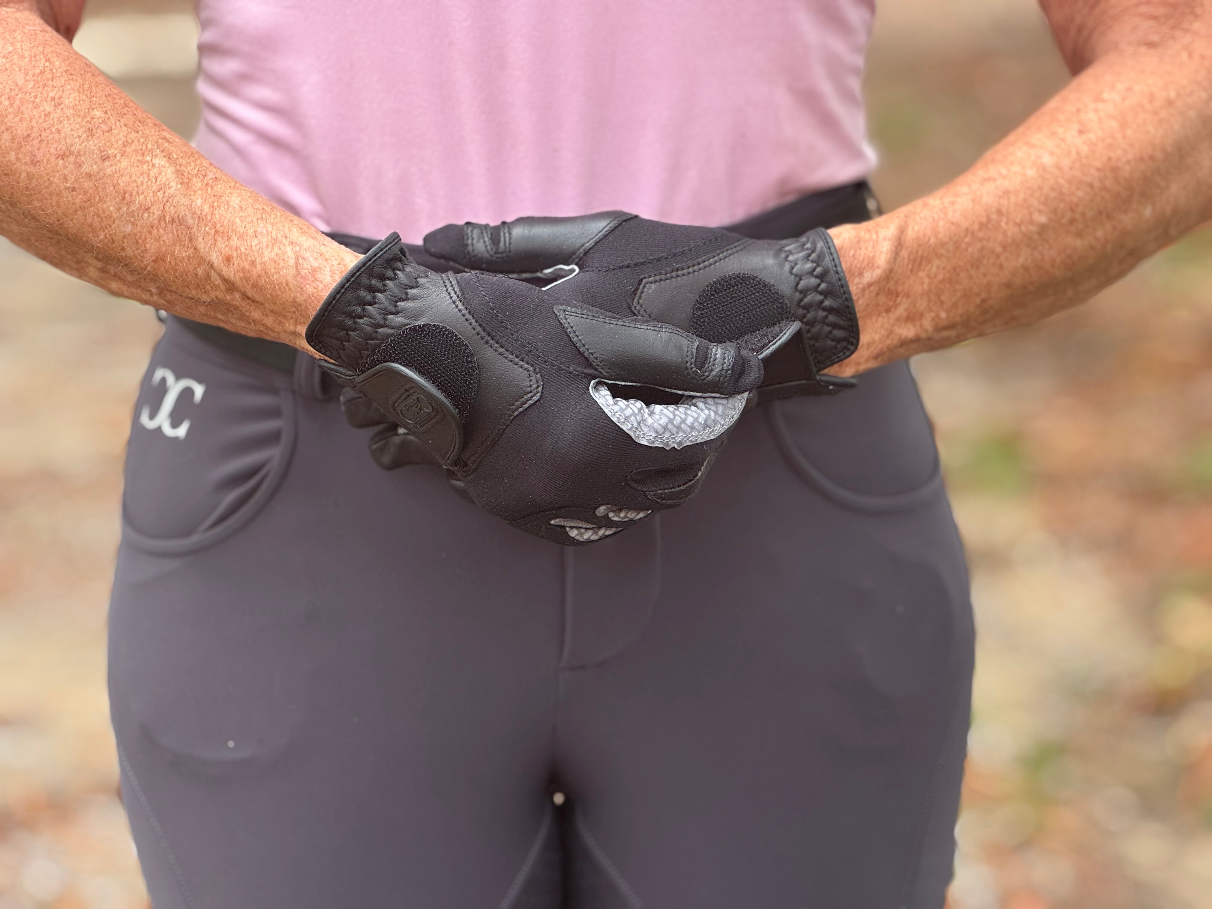 Oil-Tac Copper Tech™️ Leather Premium Riding Glove in Black