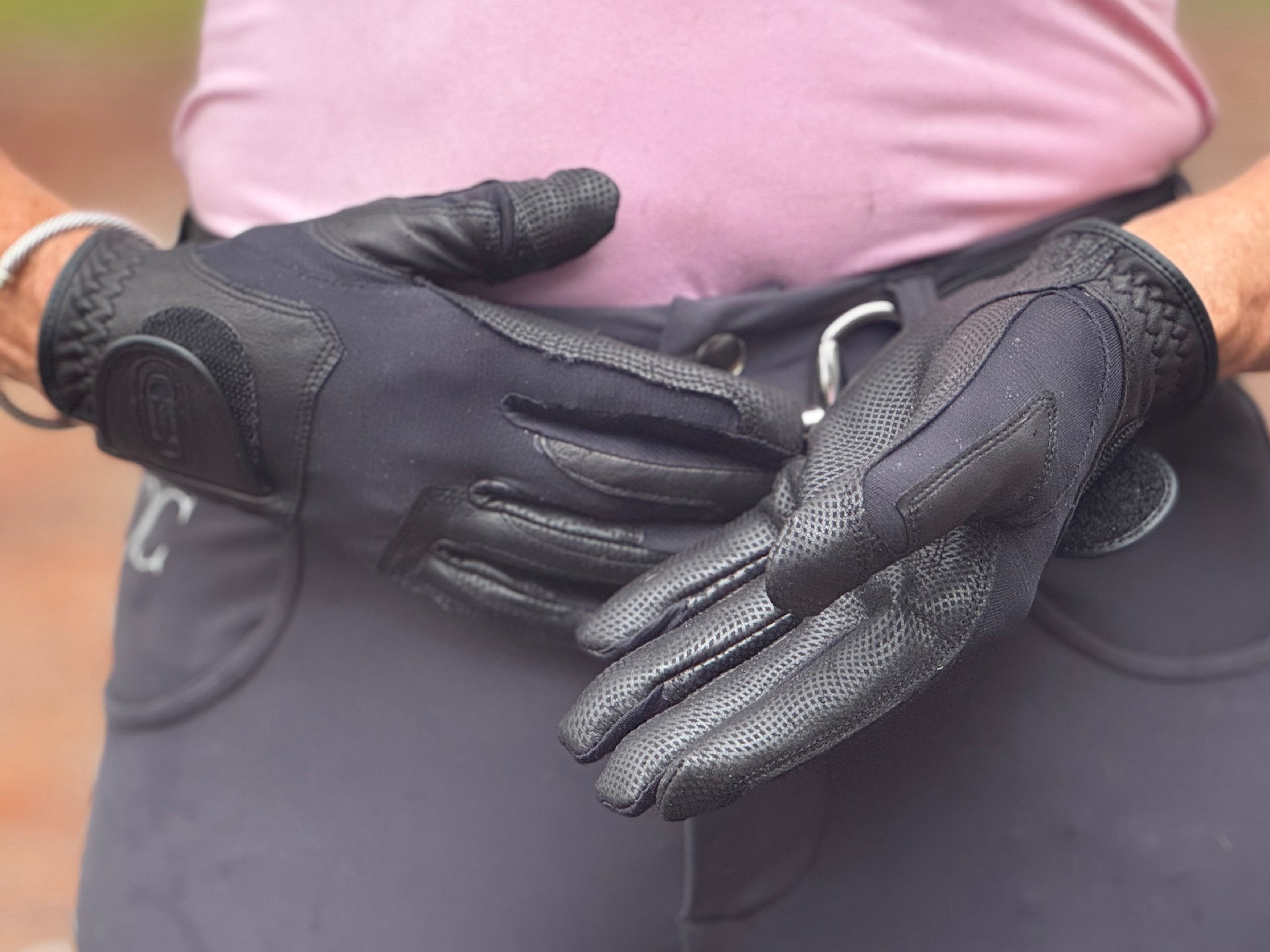 Tackified Copper Tech™️ Leather Premium Riding Glove in Black