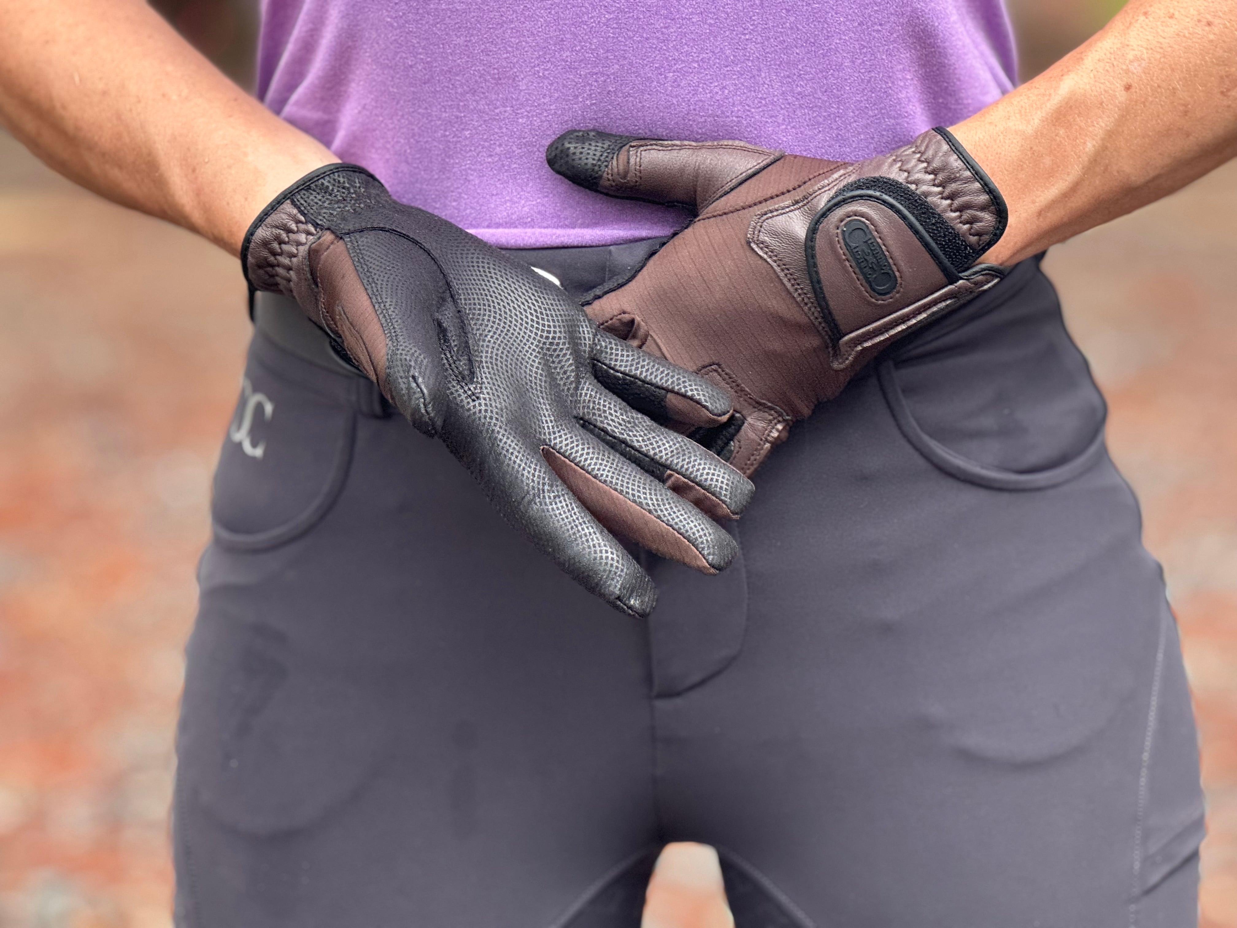 Tackified Copper Tech™️ Leather Premium Riding Glove in Brown