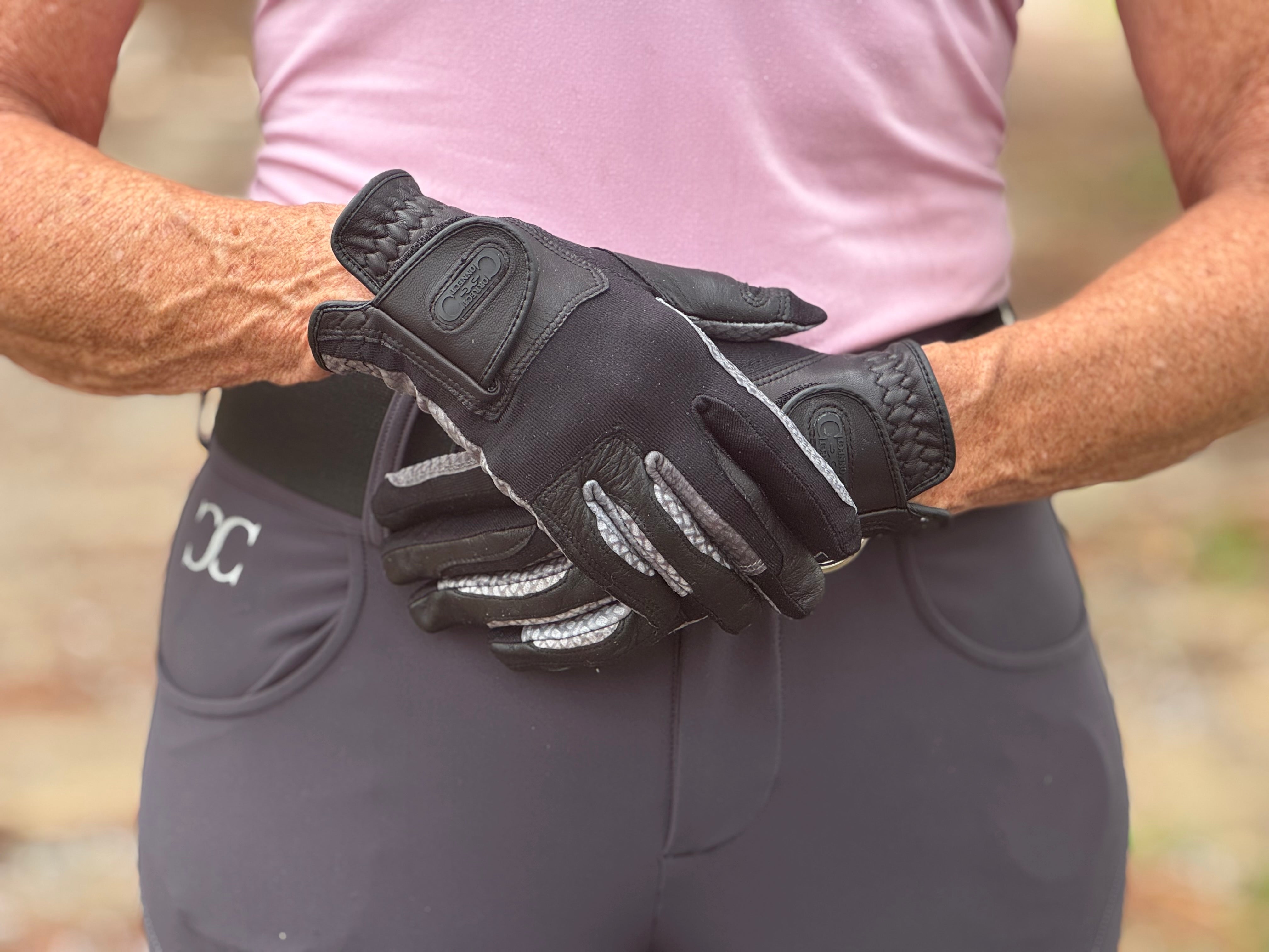 Oil-Tac Copper Tech™️ Leather Premium Riding Glove in Black