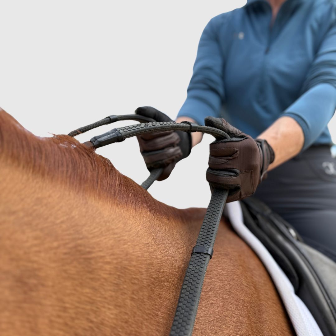 Super Grip Reins -Heavy Rubber Rein for Ultimate Grip- Hand Stops 5" (13cm) Apart