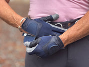 Oil-Tac Copper Tech™️ Leather Premium Riding Glove in Navy