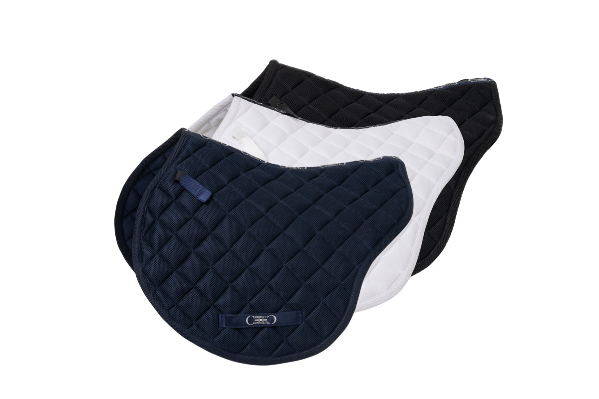 Contour Jump Mesh Saddle Pad with Quick Dry Cotton Lining in Navy, White or Black