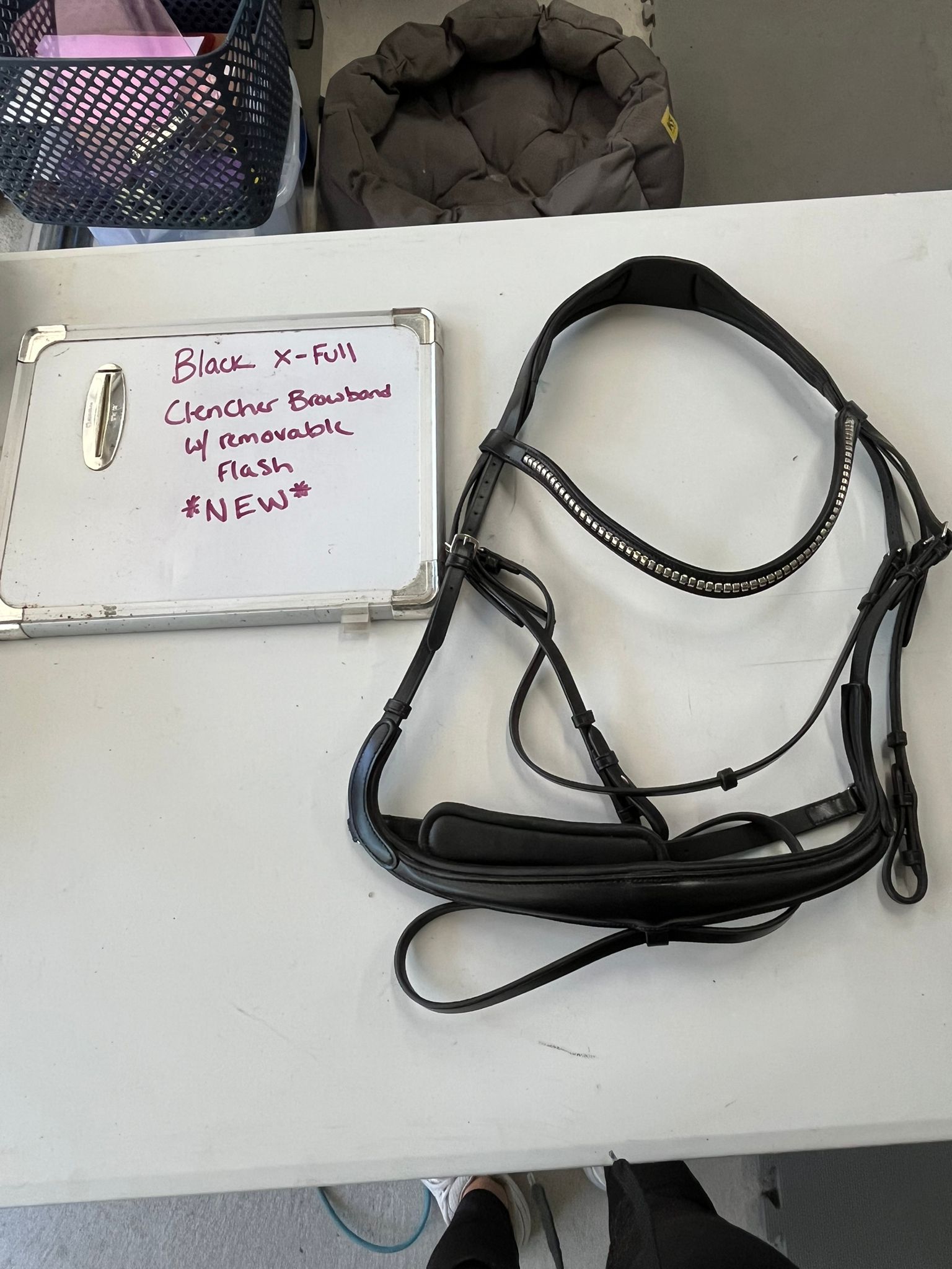CLEARANCE Black X Full Leather Bridle w/ Removable Flash